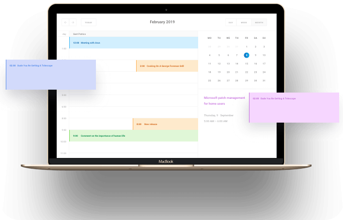 Appointment booking page showing events scheduled on a day