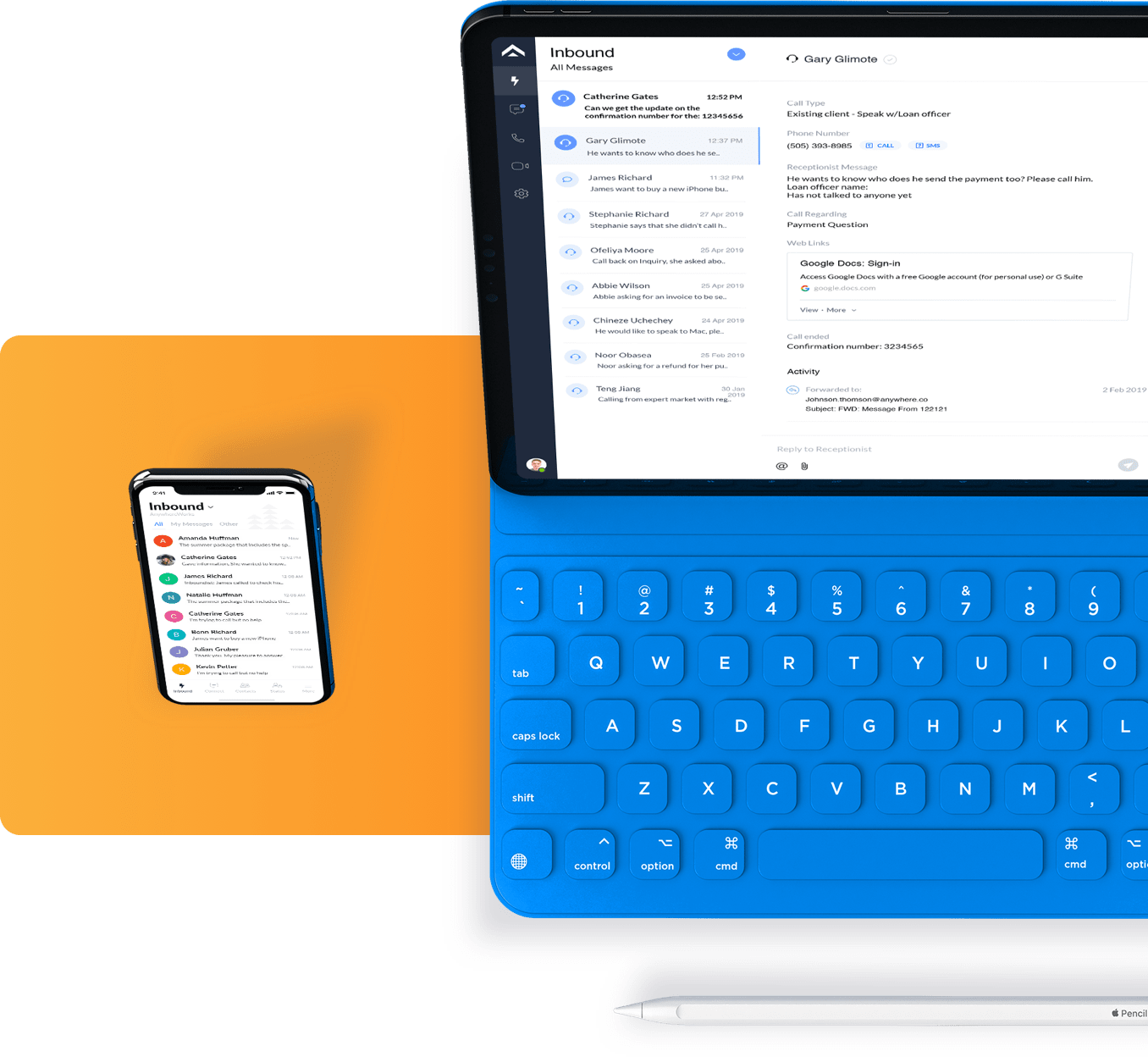 Laptop and phone showing desktop app and mobile app respectively